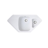 Astracast VE15RWHOMESK Vector 1.5 Bowl Granite ROK Composite Corner Sink in White