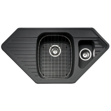 Astracast VE15RXHOMESK Vector 1.5 Bowl ROK Metallic Composite Corner Sink in Graphite Grey