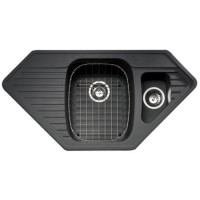 Astracast VE15RZHOMESK Vector 1.5 Bowl ROK Metallic Composite Corner Sink in Black