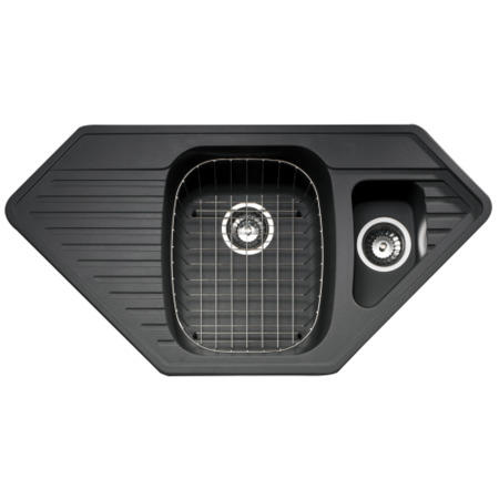 Astracast VE15RXHOMESK Vector 1.5 Bowl ROK Metallic Composite Corner Sink in Graphite Grey