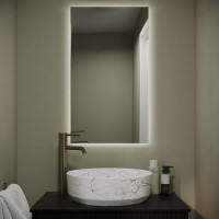 Rectangular Backlit Heated Bathroom Mirror with Lights 700 x 400mm - Vela