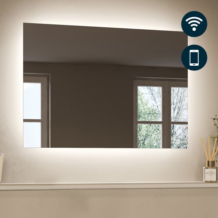 ONLY OPENED - Rectangular LED Bathroom Mirror with Bluetooth & Demister 700 x 500mm - Vela