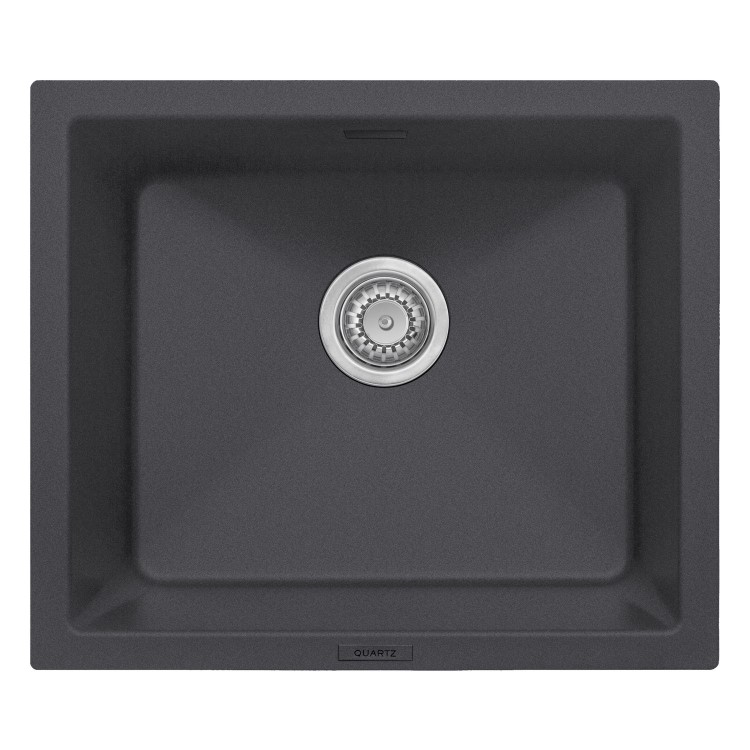 Single Bowl Inset / Undermount Gunmetal Grey Granite Kitchen Sink with Reversible Drainer - Essence
