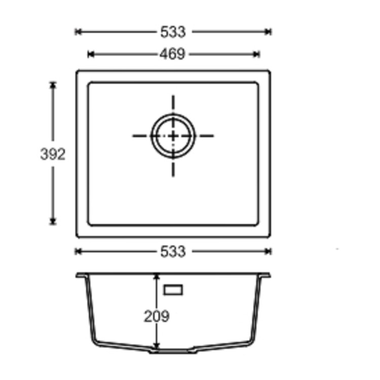 Single Bowl Inset / Undermount  Grey Granite Kitchen Sink with Reversible Drainer - Essence