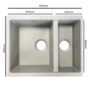 1.5 Bowl Undermount Inset Beige Granite Kitchen Sink with Reversible Drainer - Essence