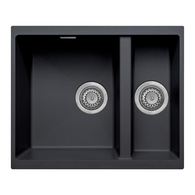 1.5 Bowl Inset / Undermount Black Granite Kitchen Sink with Reversible Drainer - Essence