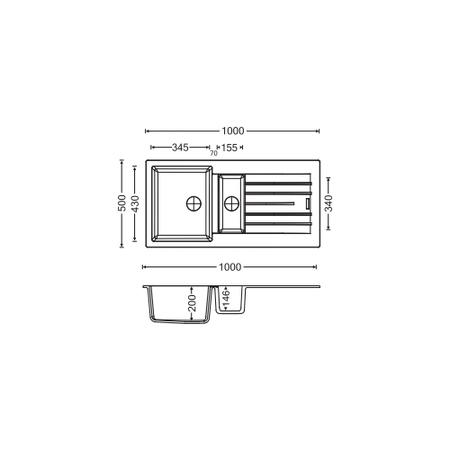 ONLY OPENED - De Santii VELINO650L 1.5 Bowl Inset / Undermount Granite Sink