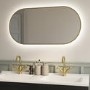 Oval Brass Backlit Heated Bathroom Mirror with Lights 500 x 1000mm - Venus