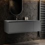 1200mm Grey Fluted Wall Hung Vanity Unit with Aluminium Basin - Venice