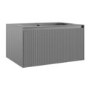 700mm Grey Fluted Wall Hung Vanity Unit with Aluminium Basin - Venice