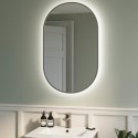 VENGM800 Oval Gunmetal Backlit Heated Bathroom Mirror with Lights 500 x 800mm - Venus