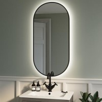 Oval Black Backlit Heated Bathroom Mirror with Lights 500 x 1000mm - Venus Oval Black Backlit Heated Bathroom Mirror with Lights 500 x 1000mm - Venus