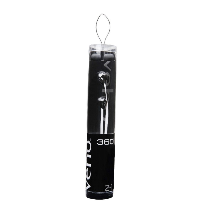 Veho Noise Isolating Stereo Earphones with Flat Flex Anti Tangle Cord - White