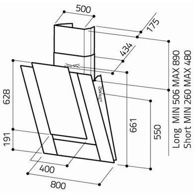 Elica VERDI-SS VERDISS Verdi Decorative Angled 80cm Chimney Cooker Hood Stainless Steel