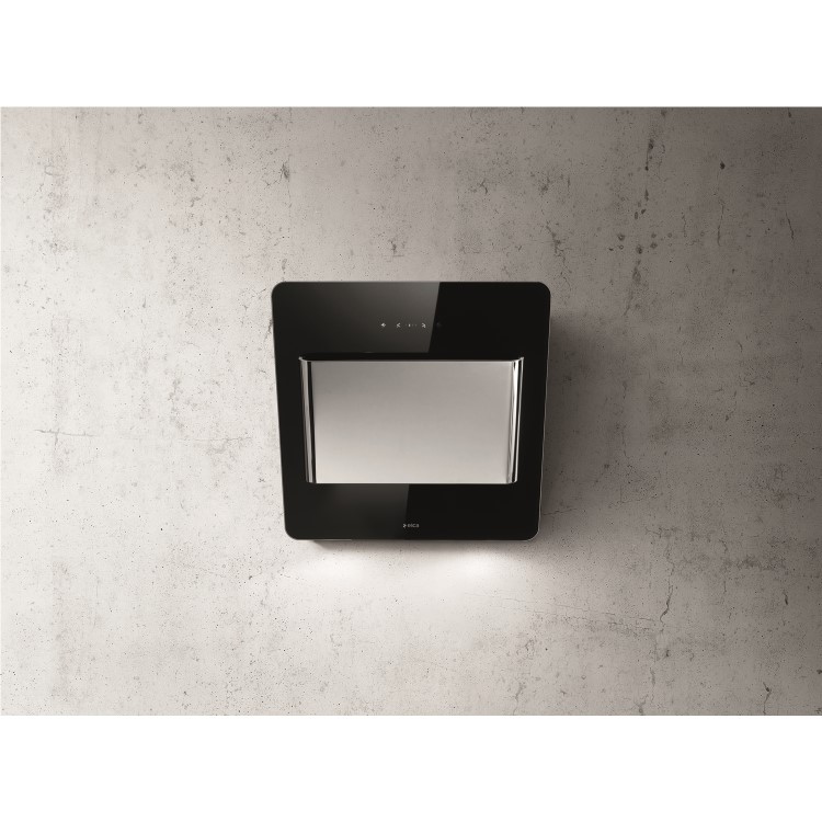 Elica VERVE-55-BLK Verve 55cm Angled Cooker Hood - Black Glass & Polished Stainless Steel
