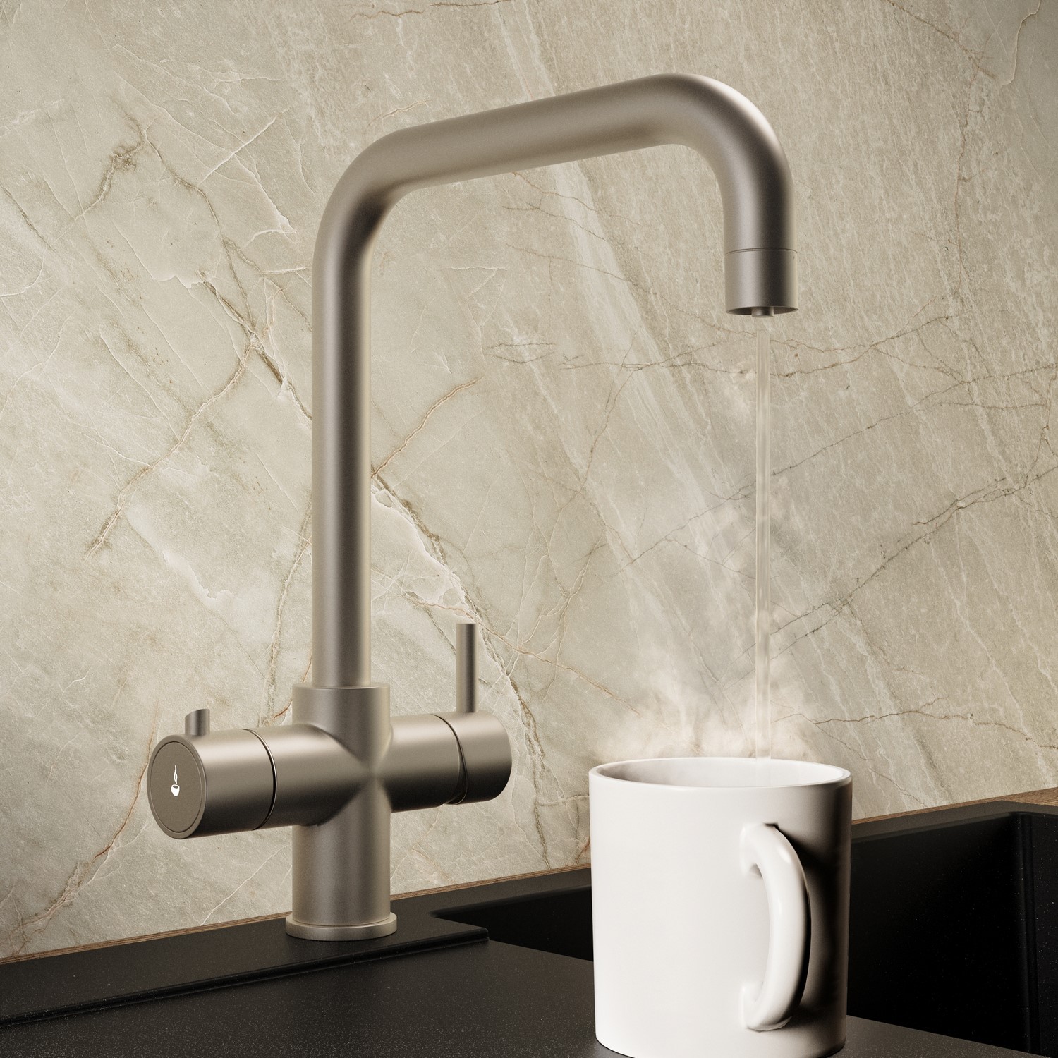 Pronto  4 In 1 Instant Boiling Hot Square Kitchen Mixer Tap With 2.4L Boiler Vesta PDT-000655-215-52