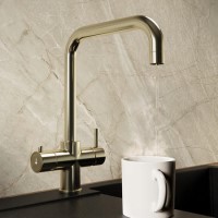 Brass 4 in 1 Instant Boiling Hot Square Kitchen Mixer Tap with 2.4L Boiler and Filter - Pronto Vesta