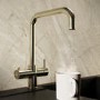 Brass 4 in 1 Instant Boiling Hot Square Kitchen Mixer Tap with 2.4L Boiler and Filter - Pronto Vesta