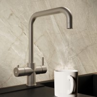 Nickel 4 in 1 Instant Boiling Hot Square Kitchen Mixer Tap with 2.4L Boiler - Pronto Vesta