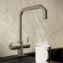 Nickel 4 in 1 Instant Boiling Hot Square Kitchen Mixer Tap with 2.4L Boiler - Pronto Vesta