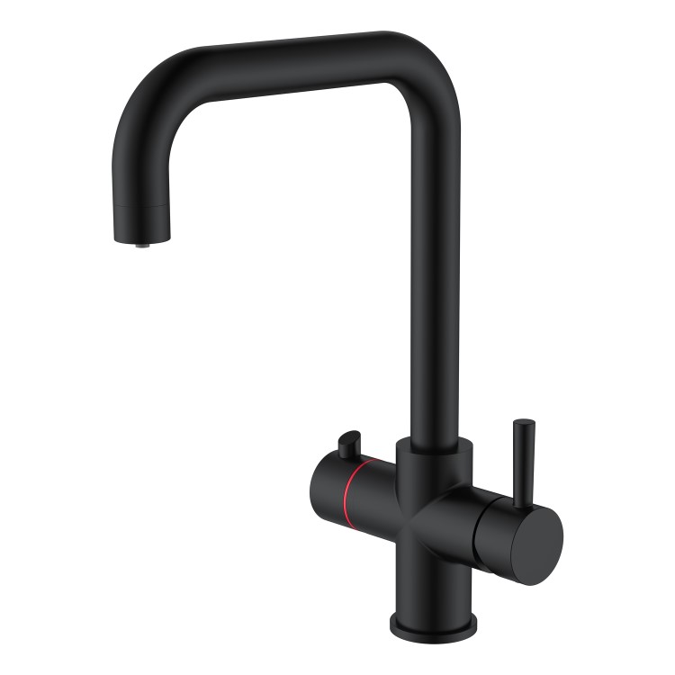 Matt Black 3 in 1 Square Spout Instant Boiling Hot Kitchen Mixer Tap with 3L Boiler - Pronto Vesta