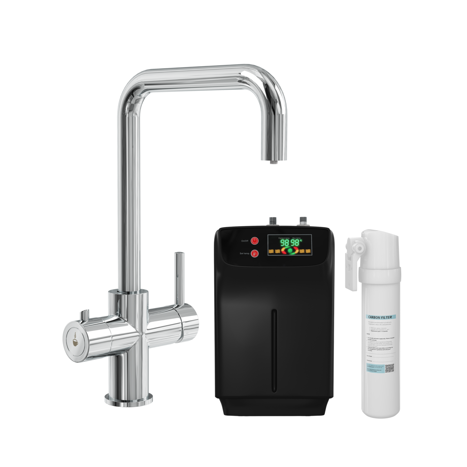 3 1 Square Instant Boiling Hot Kitchen Mixer Tap Boiler Filter Vesta