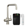 Nickel 3 in 1 Instant Boiling Hot Square Kitchen Mixer Tap with 3L Boiler and Filter - Pronto Vesta