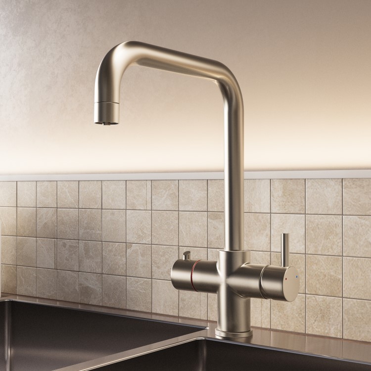 ONLY OPENED - Nickel 3 in 1 Square Spout Boiling Water Tap- Pronto Vesta