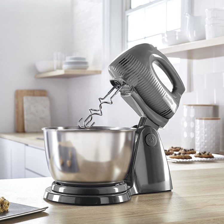 Refurbished Breville Flow Stand Mixer with Detachable Hand Mixer and 3.5L Bowl in Grey