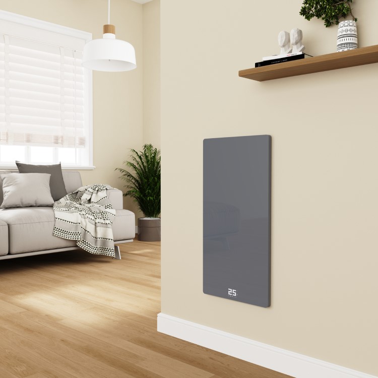 Low Energy 380w Infrared Designer Glass Wall Mounted Heater with Towel Rail and Smart WiFi Alexa - IP24 Bathroom Safe