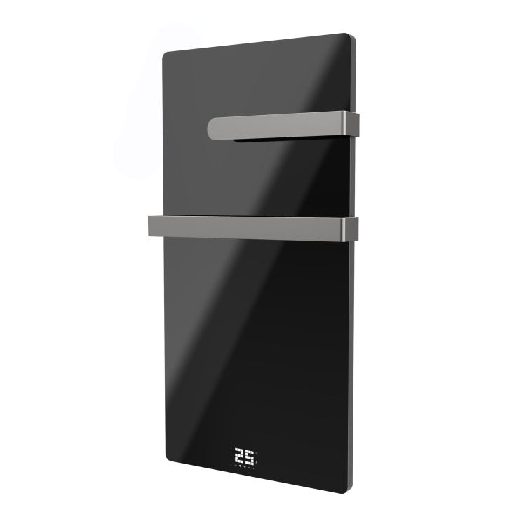 Low Energy 600w Infrared Designer Glass Wall Mounted Heater with Towel Rail and Smart WiFi Alexa - IP24 Bathroom Safe