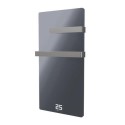 VG2TR-600DGWIR 600W Smart Infrared Vertical Anthracite Glass Designer Wall Heater 550x1100mm with Optional Towel Rail - IP24 Bathroom Safe