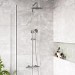 Chrome Thermostatic Mixer Bar Shower with Round Overhead & Hand Shower - Vira