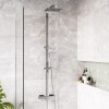 Chrome Thermostatic Mixer Shower with Square Overhead &amp; Hand Shower - Vira