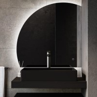 Half Circle Corner Backlit Heated Bathroom Mirror with Lights 800mm – Virgo