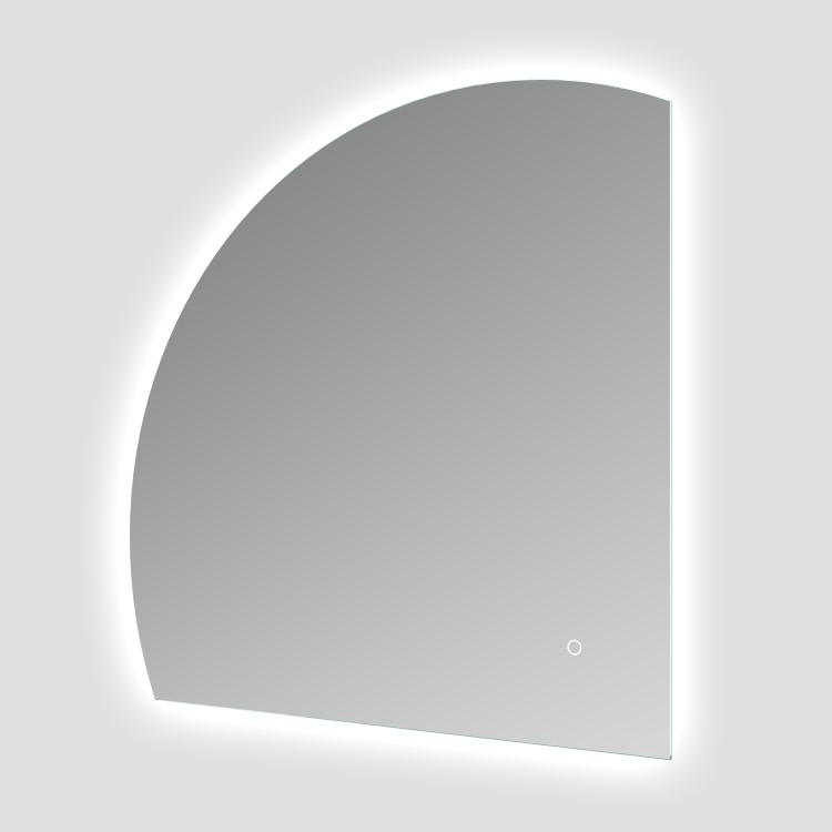 Half Circle Corner Backlit Heated Bathroom Mirror with Lights 800mm – Virgo