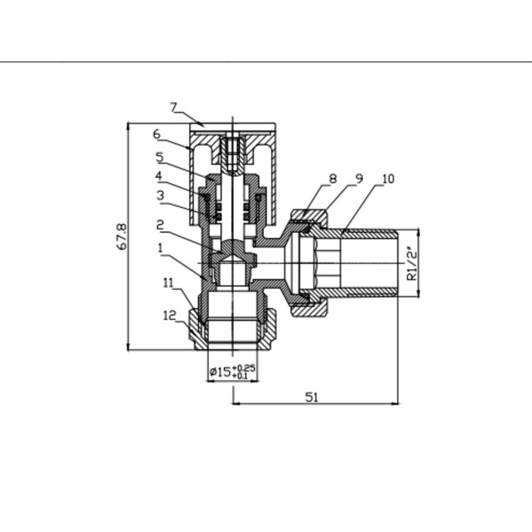 Brass Angled Radiator Valves - For Pipework Which Comes From The Wall - Reina