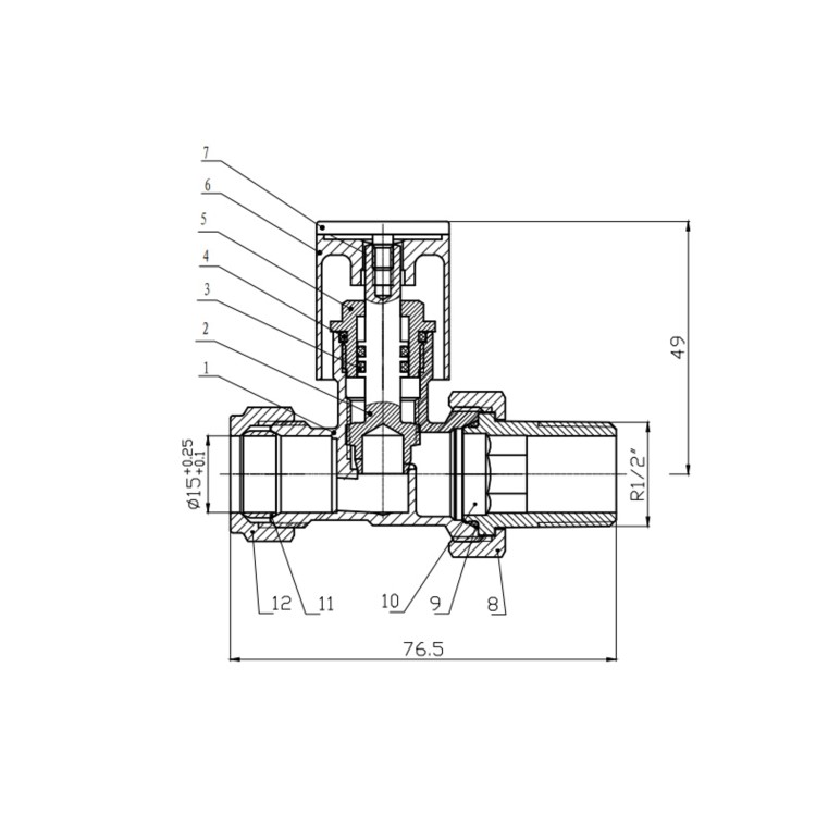 Brass Straight Radiator Valves - For Pipework Which Comes From The Floor - Reina