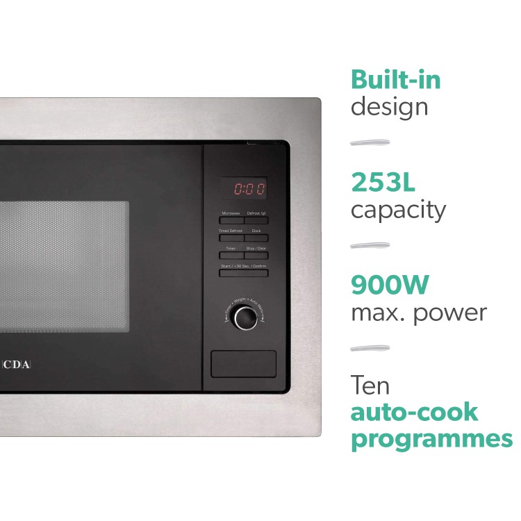 CDA VM130SS 25L 900W Built-in Standard Microwave Stainless Steel