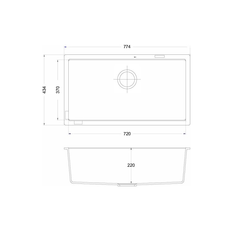Single Bowl Undermount Beige Granite Kitchen Sink with Reversible Drainer - Essence