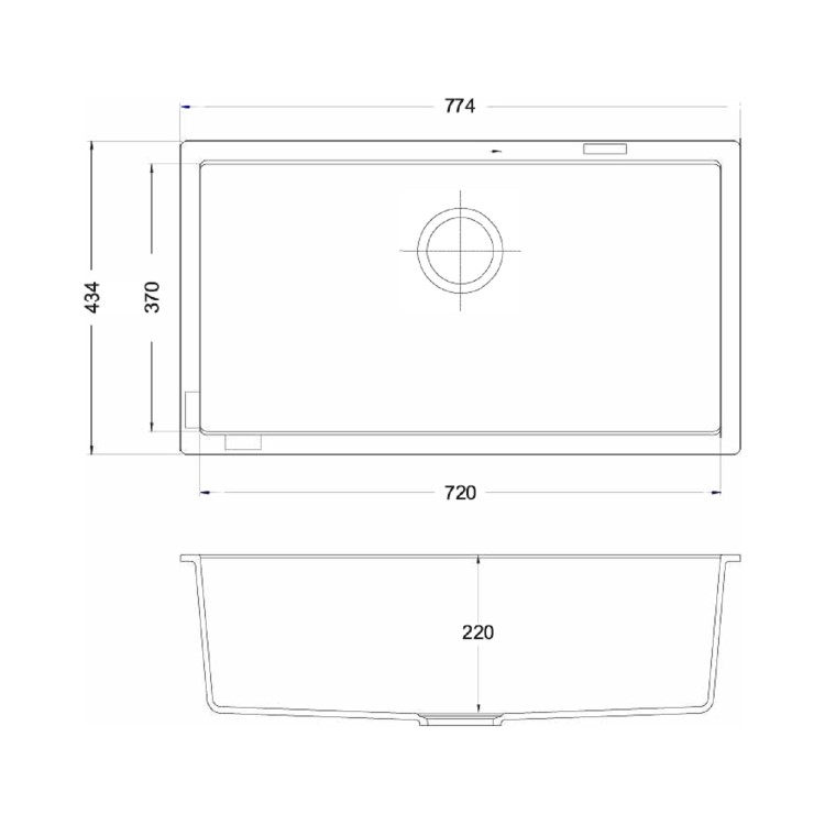 Single Bowl Undermount Gunmetal Grey Granite Kitchen Sink with Reversible Drainer - Essence