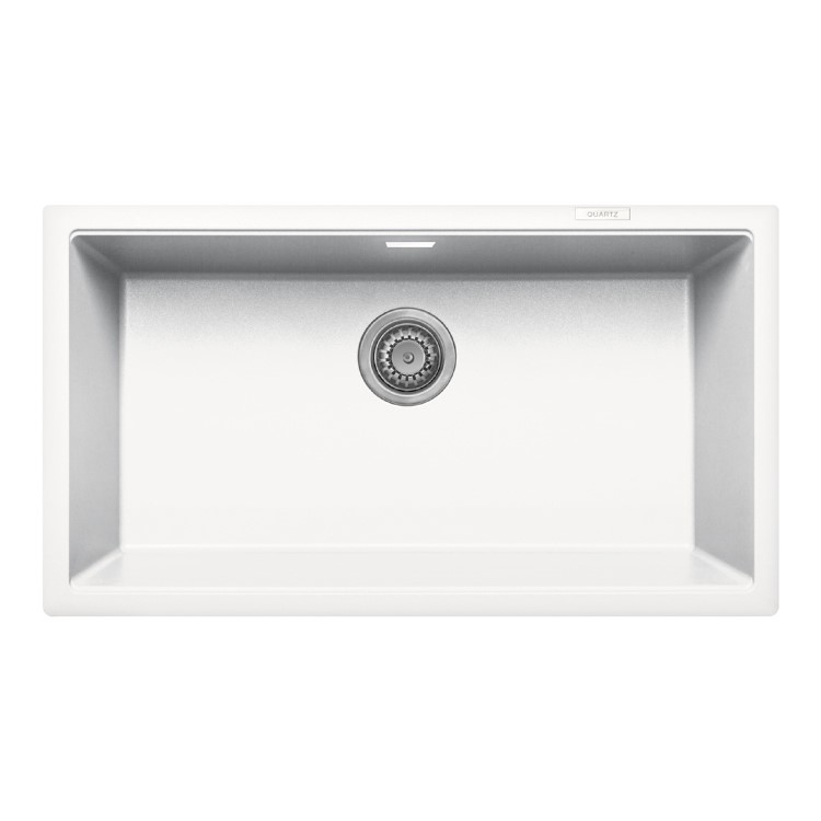 Single Bowl Undermount White Granite Kitchen Sink with Reversible Drainer - Essence