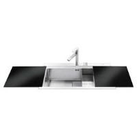 Smeg VR78N Quadra ULP Single Bowl Sink with Colander and Black Chopping Boards