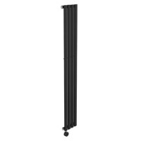 Refurbished Midnight Black Electric Vertical Designer Radiator 1kW with Wifi Thermostat - H1600xW236mm - IPX4 Bathroom Safe