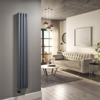 Anthracite Vertical Smart Electric Radiator with Wi-Fi Thermostat - 1kW - H1600xW236mm - Bathroom Safe