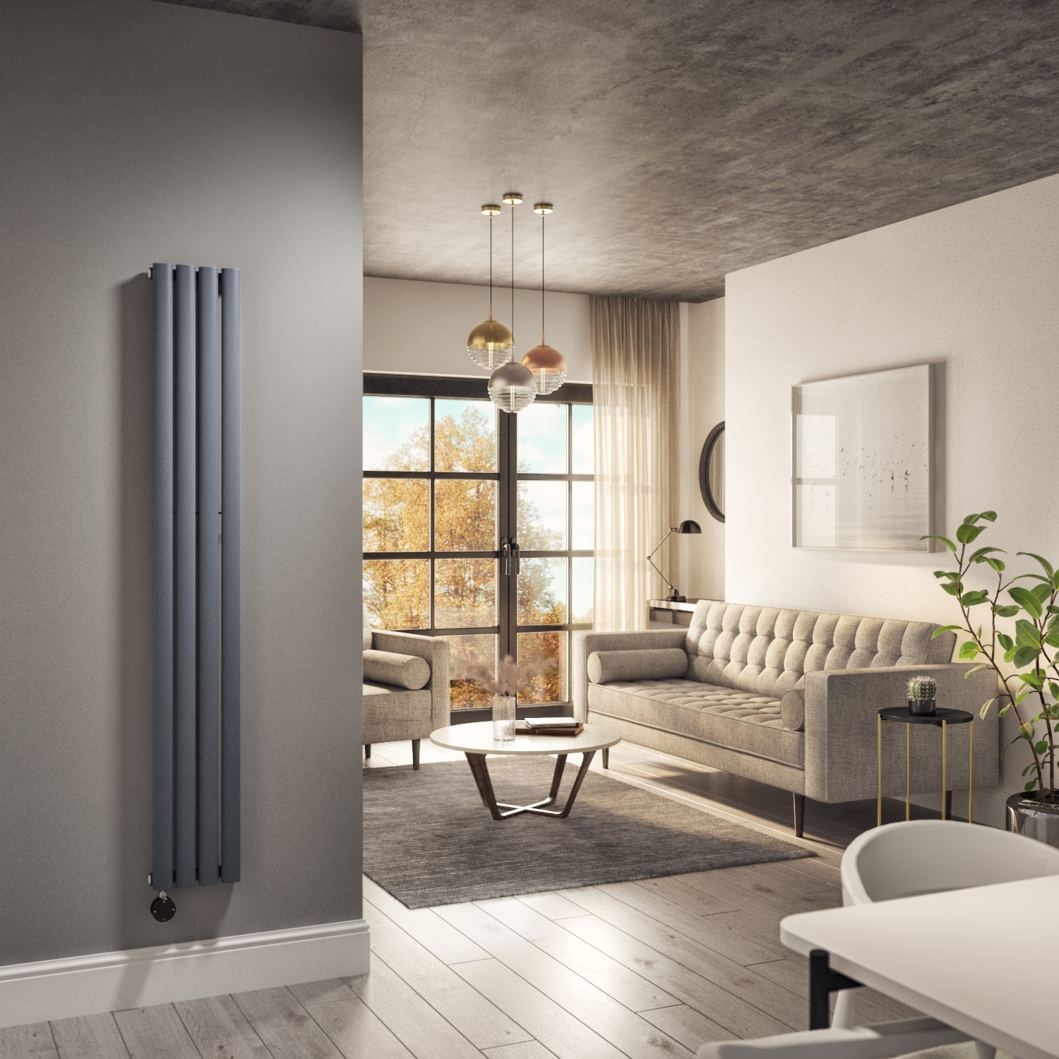 GRADE A5 Anthracite Electric Vertical Designer Radiator 1kW with