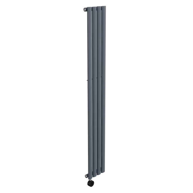 Anthracite Vertical Smart Electric Radiator with Wi-Fi Thermostat - 1kW - H1600xW236mm - Bathroom Safe