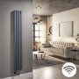 Anthracite Vertical Smart Electric Radiator with Wi-Fi Thermostat - 1kW - H1600xW236mm - Bathroom Safe