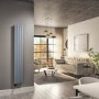 Light Grey Vertical Smart Electric Radiator with Wi-Fi Thermostat - 1kW - H1600xW236mm - Bathroom Safe