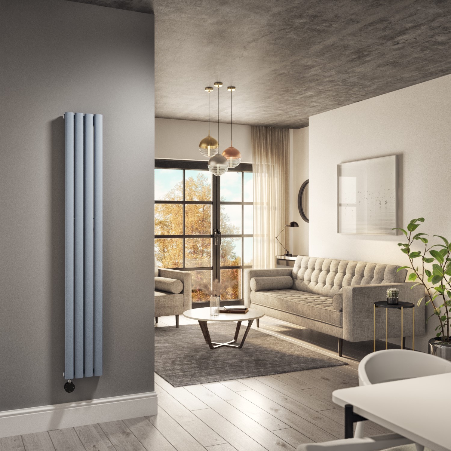 Smarteco Radiators Light Grey Vertical Smart Electric Radiator with Wi-Fi Thermostat ...